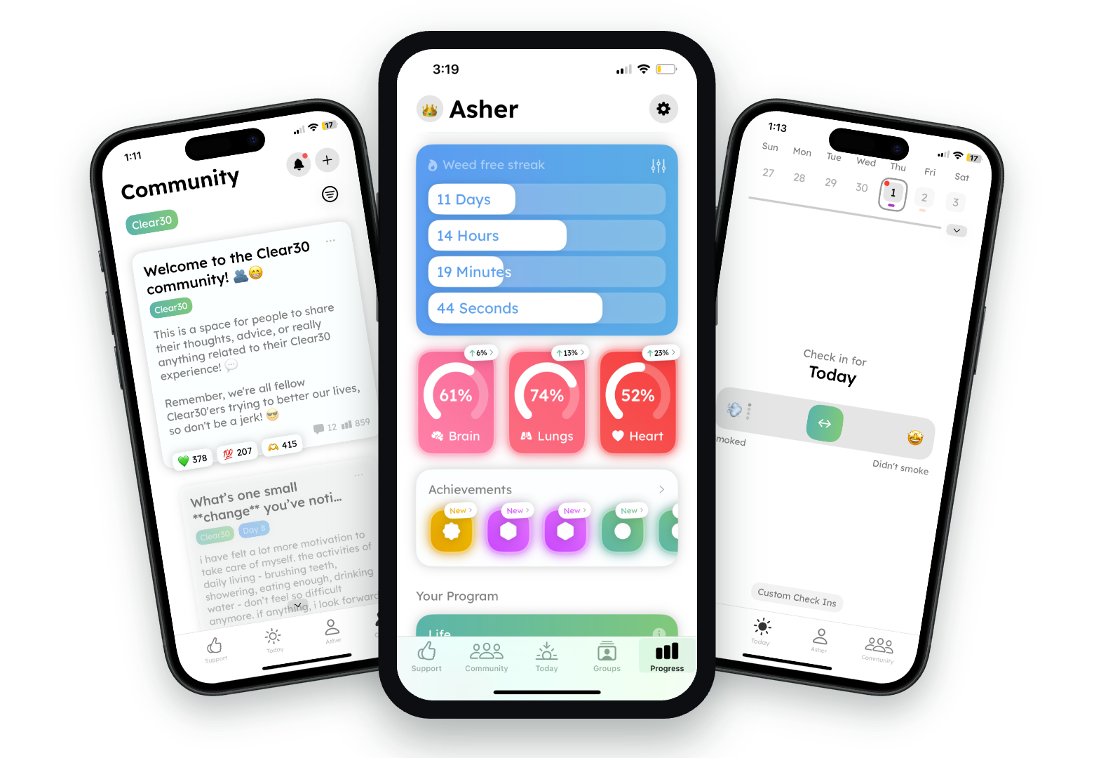 The Clear30 app: community, progress, and daily check-in