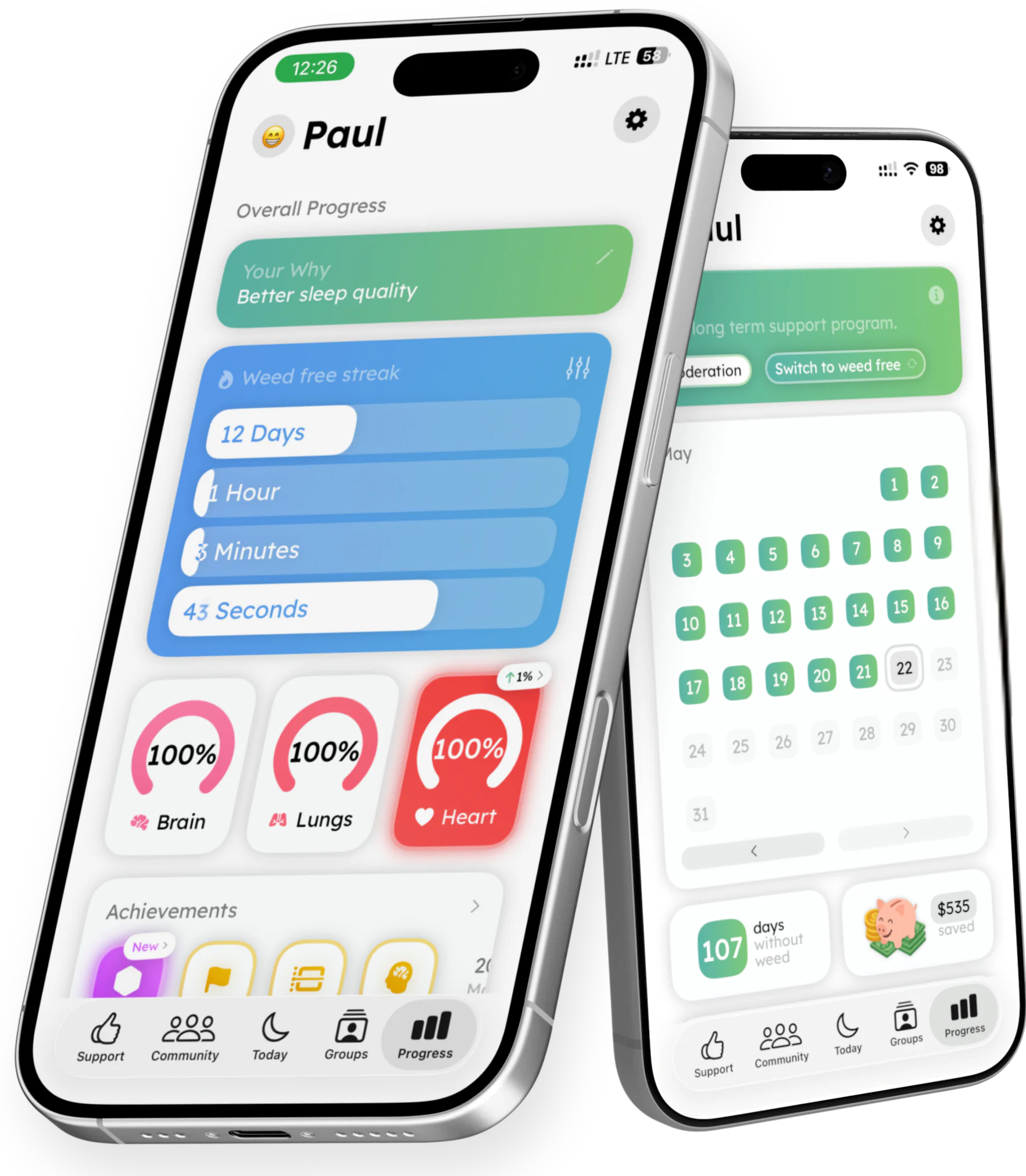 Clear30 consumer app screens